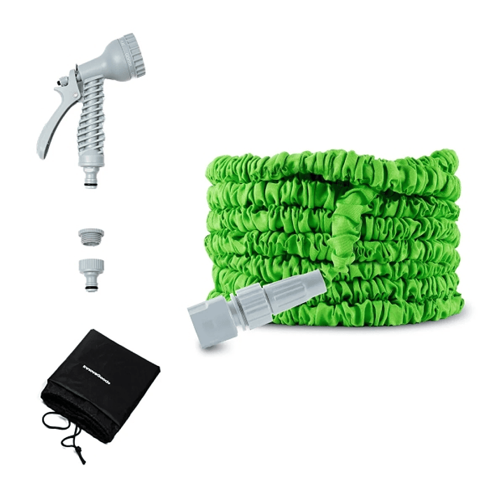 Innovagoods Hoostend Manguera de Jardin Extensible 15m - Presion hasta 8bar - Incluye Accesorios - Color Verde y Gris 1