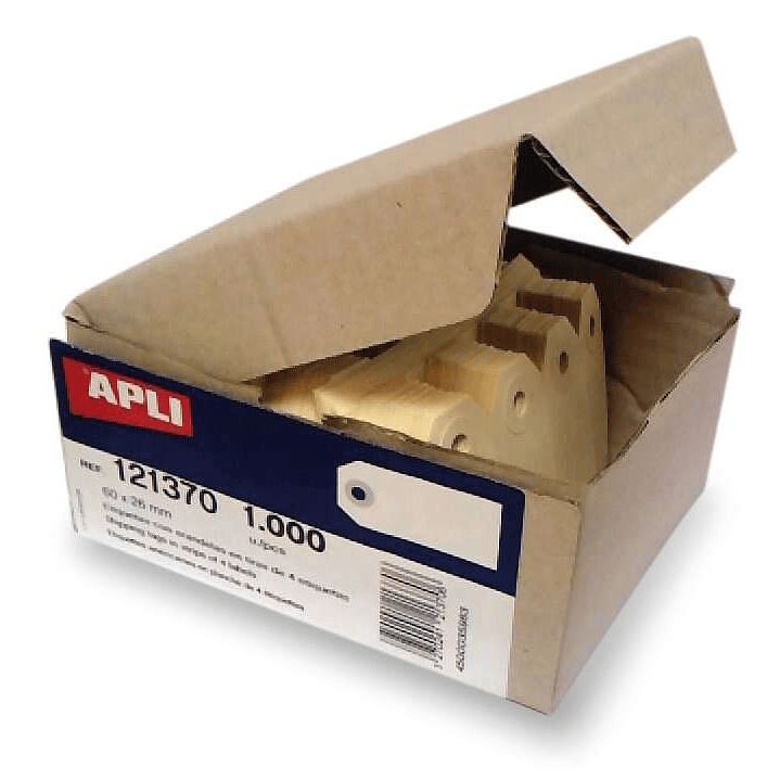 Apli Pack de 1000 Etiquetas con Arandela para Colgar 80 x 38mm - Color Crema 1