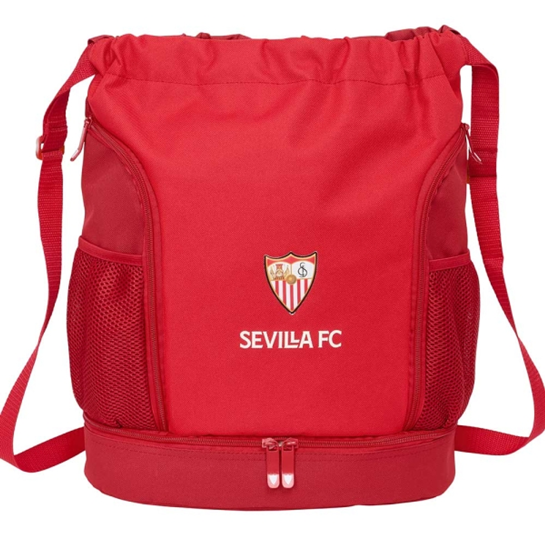 Safta Sevilla FC Saco Mochila - Bolsillo Interior con Cremallera - Bolsillos Laterales - Hombreras Ajustables - Resistente al Agua - 21.93L - 340x150x 1