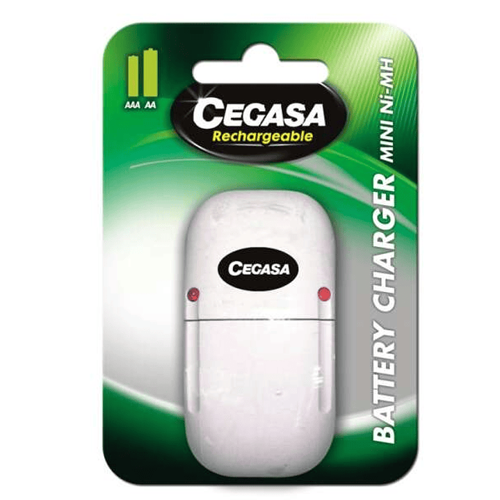 Cegasa Cargador Compacto de Pilas AA/AAA - Recargas Ilimitadas - Facil de Usar - Ideal para el Hogar - Color Blanco 1