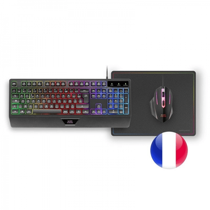 Mars Gaming MCP124 Combo Gaming 3en1 - Teclado H-Mech Ergonomico - Raton RGB Switches HUANO - Alfombrilla Nanotextil Rainbow - Compatibilidad Multipla 1