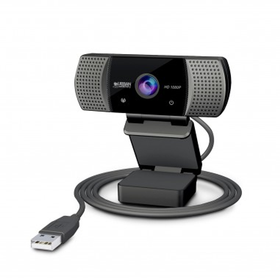 Urban Factory Webee Webcam USB 2Mpx - Full HD 1080P - Enfoque Automatico - Microfono Incorporado - Tapa de Privacidad - Color Negro 1