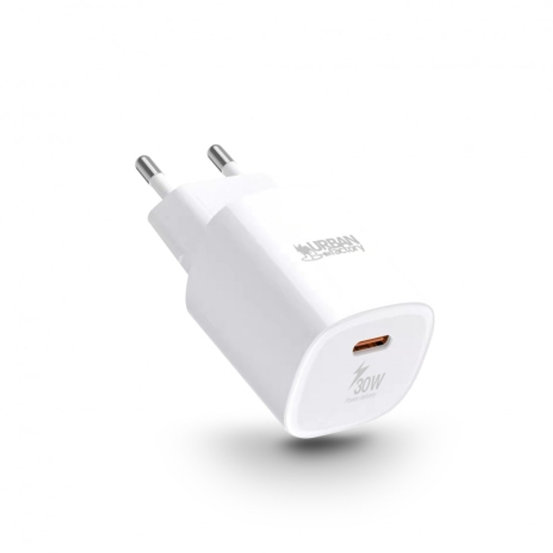 Urban Factory Powee Cargador de Pared USB-C 3A/30W - Enchufe UE - Color Blanco 1