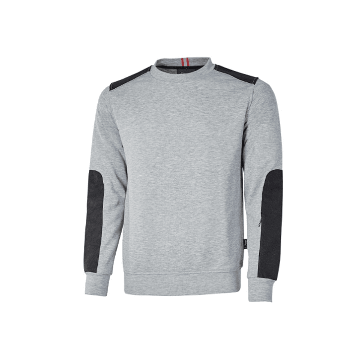 Upower Ryke Sudadera Cepillada Cuello Redondo - Talla 3XL - Bolsillo Antebrazo, Refuerzos Duraderos, Elementos Reflectantes Seguridad - Color Gris Pla 1