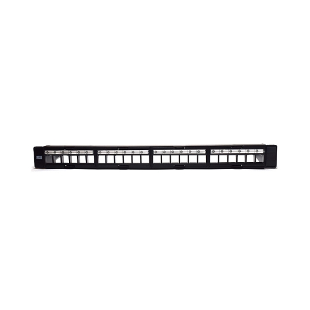 WP Patch Panel de 24 Puertos RJ45 CAT6 STP - 1U Keystone Modular - Color Negro 1