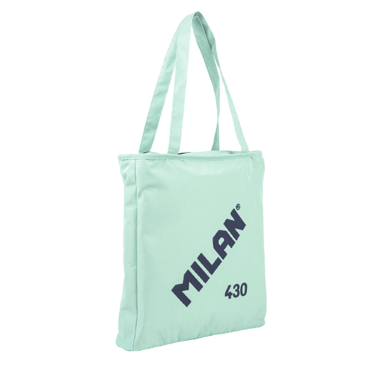 Milan Coleccion 430 Bolso Shopper 7.5L - Tamaño 38x36x6,5cm - Asa Larga 27cm - Tejido 'ripstop' - Color Verde 1