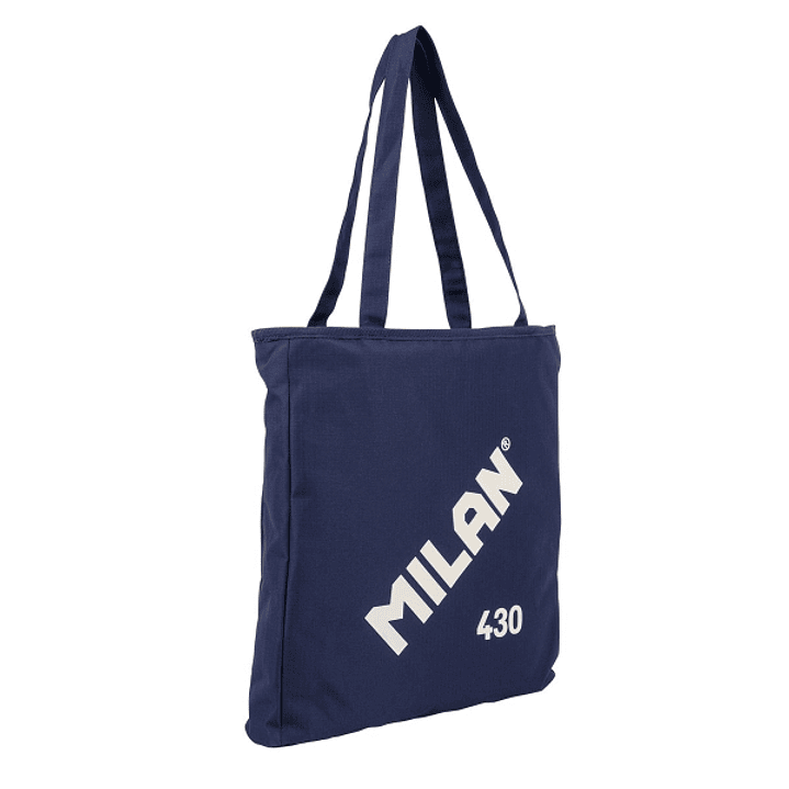 Milan Coleccion 430 Bolso Shopper 7.5L - Tamaño 38x36x6,5cm - Asa Larga 27cm - Tejido 'ripstop' - Color Azul Marino 1