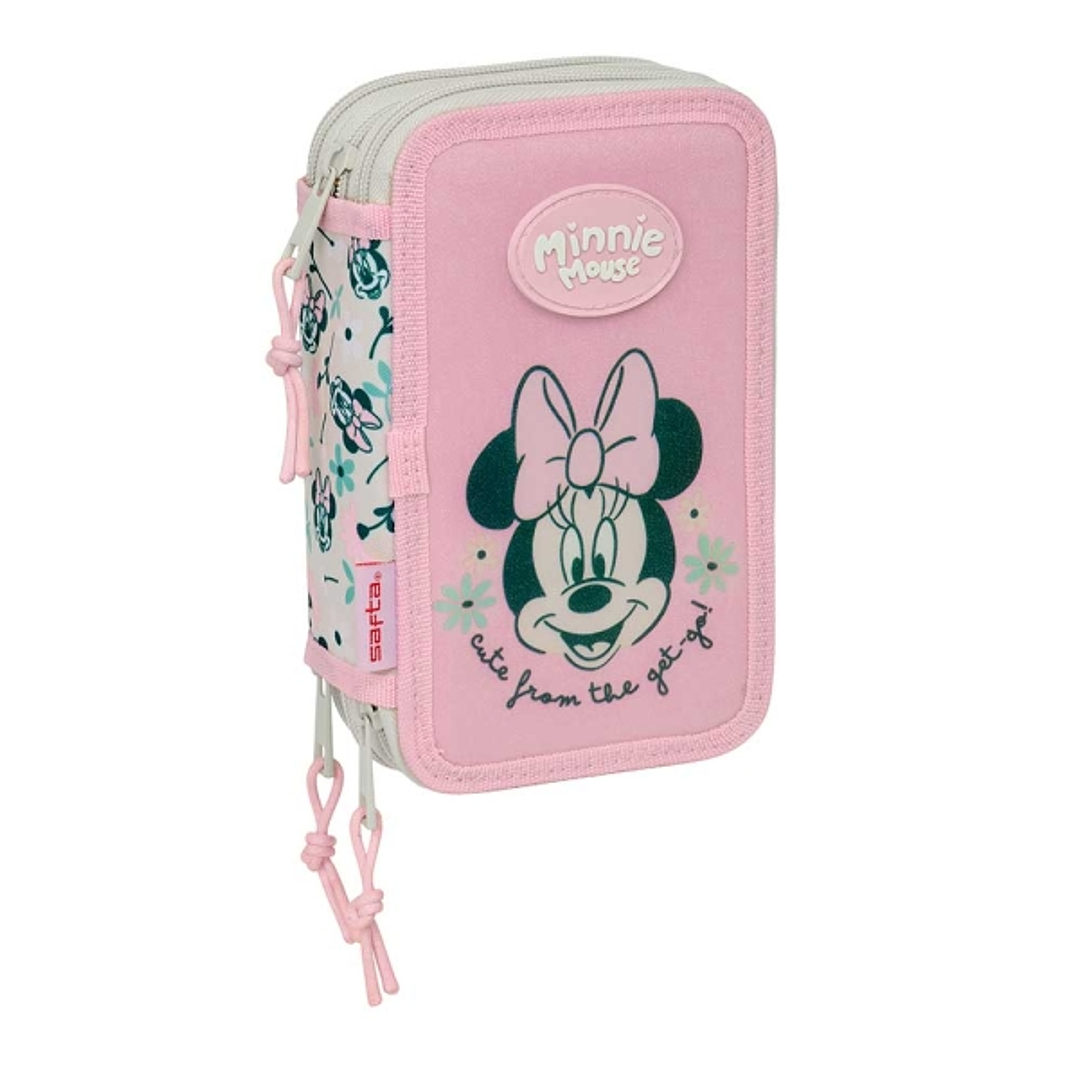 Safta Minnie Mouse Minty Plumier de 3 Pisos - 37 Piezas - 1.3L - Goma - Lapiz - Boligrafos - Sacapuntas - Reglas - 16 Colores - 14 Rotuladores - 125x5 1
