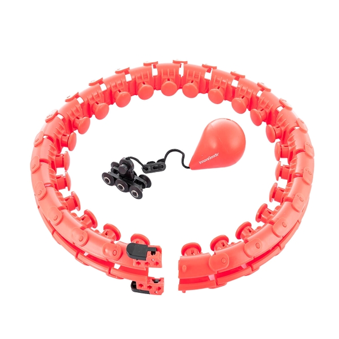 Innovagoods Fittehoop Aro de Fitness Inteligente Ajustable con Peso - Diseño Desmontable - Efecto Masaje 360 Grados - Accesorio de Lastre - Color Negr 1