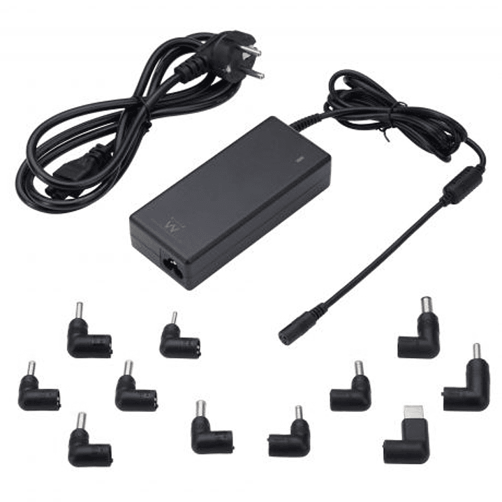 Ewent Cargador Universal para Portatil de 90W - 11 Clavijas Intercambiables - Automatico - Gestion Inteligente de Corriente - Color Negro 1