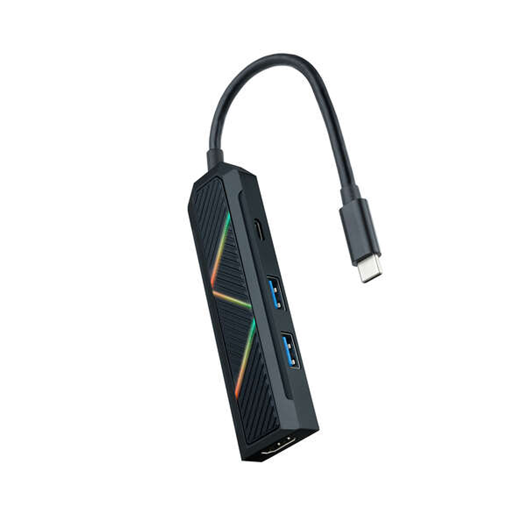 Nanocable 4 en 1 Hub USB-C 3.0 con 2x USB-A 3.0, 1x USB-C PD, 1x HDMI - Carcasa de Aluminio - Cable de 0.15m 1