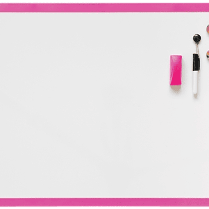 Nobo Pizarra Blanca Magnetica 585x430mm - Incluye Mini Rotulador de Pizarra, Imanes Estampados y Borrador - Color Fucsia 1