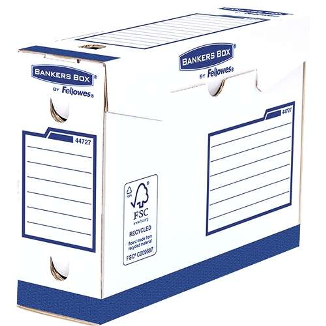 Fellowes Bankers Box Basic Pack de 20 Cajas de Archivo Definitivo A4+ 100mm - Extra Resistente - Montaje Manual - Carton Reciclado Certificacion FSC 1