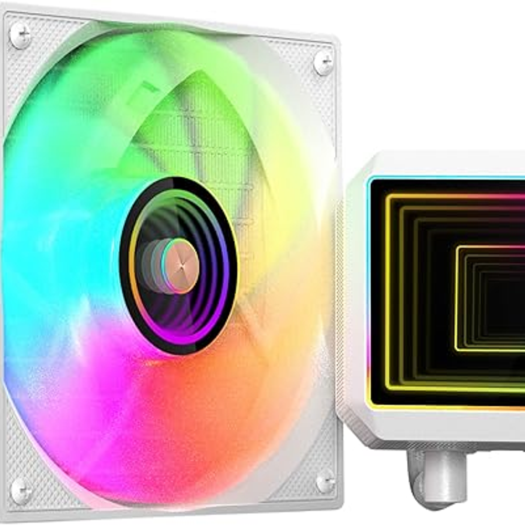 Mars Gaming ML-TWO120 Kit de Refrigeracion Liquida - Potencia 300W - Iluminacion ARGB Infinity Mirror - Bomba Opti-Chamber - Color Blanco 1