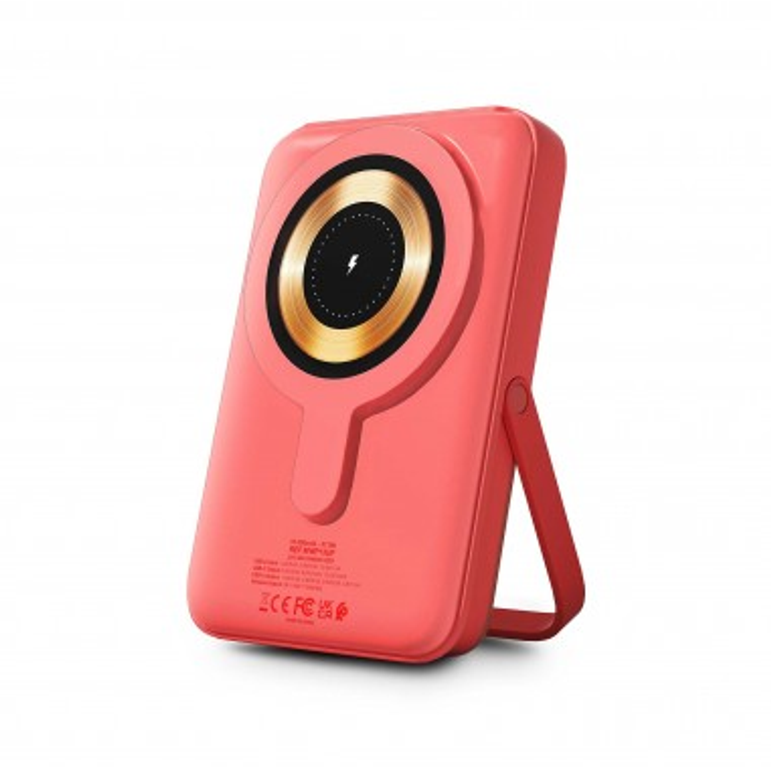 Urban Factory Magnee Power Powerbank Universal 10000mAh - Entrada USB-C - Salida USB-C, USB-A e Inalambrica - Color Coral 1