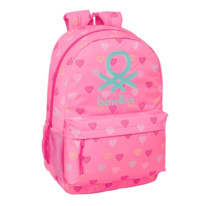 Safta Benetton Heart Mochila Adaptable a Carro - Bolsillos Laterales - Tirador Doble - Bolsillo Frontal - Hombreras Ergonomicas - Espalda Acolchada -  1