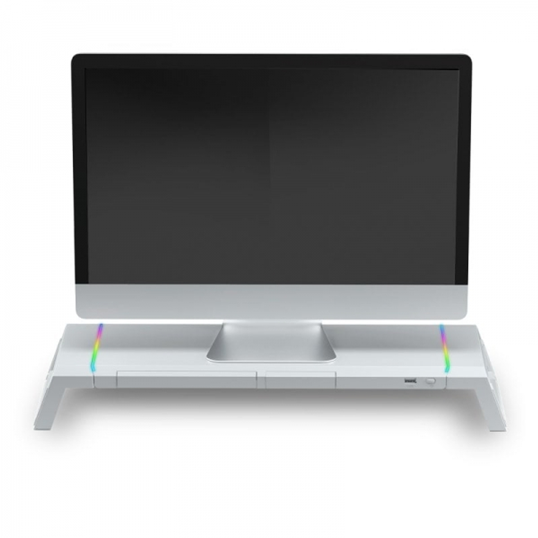 Mars Gaming MGS-ONE Soporte Monitor - Iluminacion CHROMA RGB - Tamaño Ajustable - Ergonomia Optima - Conector USB 2.0 - Stand para Smartphone - Color  1