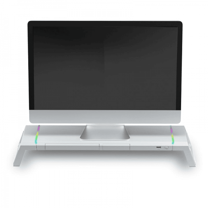 Mars Gaming MGS-ONE Soporte Monitor - Iluminacion CHROMA RGB - Tamaño Ajustable - Ergonomia Optima - Conector USB 2.0 - Stand para Smartphone - Color  1