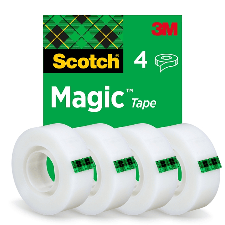 Scotch Magic Pack de 4 Cintas Adhesivas Invisible - 19mm x 33m - Color Transparente 1