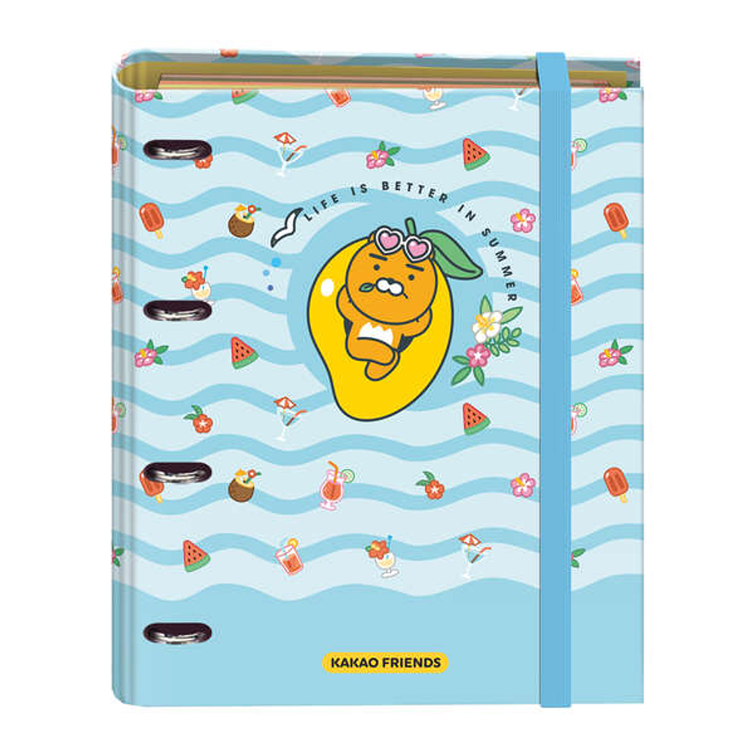 Dohe Kakao Friends Summer Holiday Carpeta de 4 Anillas Formato A4 con Recambio de 100 Hojas - 4 Separadores de Colores - Cierre con Goma Elastica - An 1