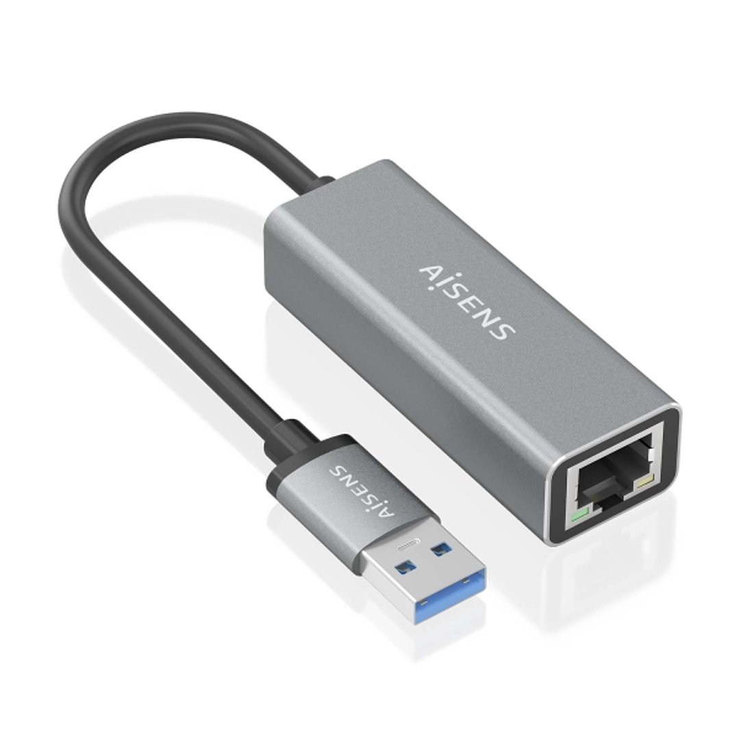 Aisens Conversor USB 3.0 a Ethernet Gigabit 10/100/1000 MBPS - 15cm - Color Gris 1
