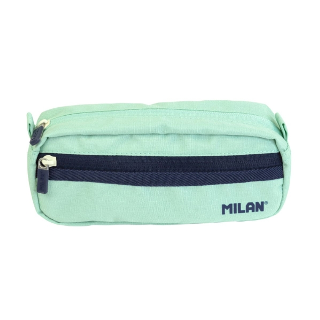 Milan Serie 1918 Estuche Portatodo Rectangular 2 Compartimentos - Tejido Resistente a las Roturas y Rasgaduras - Medidas 21x8,5x6,1cm - Color Verde 1