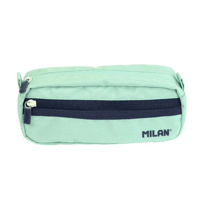 Milan Serie 1918 Estuche Portatodo Rectangular 2 Compartimentos - Tejido Resistente a las Roturas y Rasgaduras - Medidas 21x8,5x6,1cm - Color Verde 1