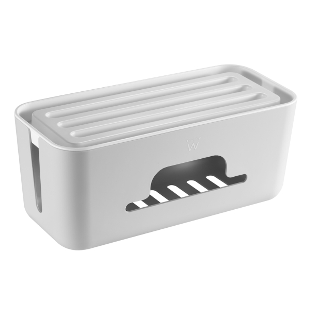 Ewent Caja Organizadora para Cables - Soporte para Tabletas y Telefonos - Disipacion Calor - Tapa Extraible - 30.7x13.5x13cm - Color Blanco 1
