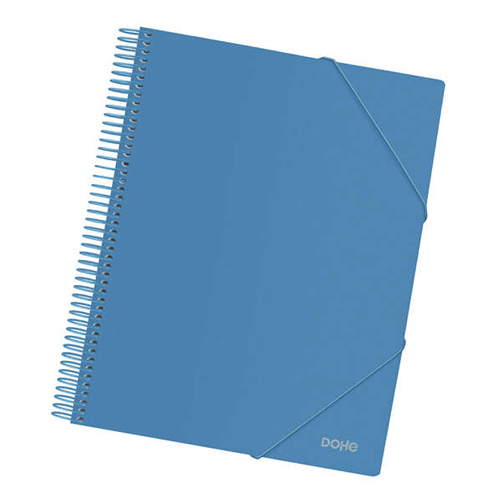 Dohe Carpeta con 30 Fundas Tamaño A4 - Tapa de Polipropileno Opaco 800 Micras - Fundas Transparentes 80 Micras - Espiral de Plastico Color - Gomas Ela 1