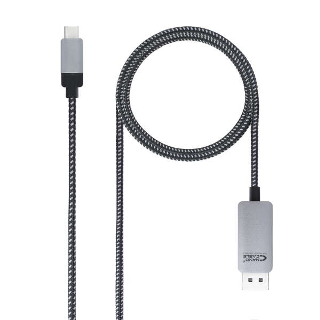 Nanocable Cable Conversor USB-C Macho a DisplayPort Macho 1.80m - Color Negro/Plata 1
