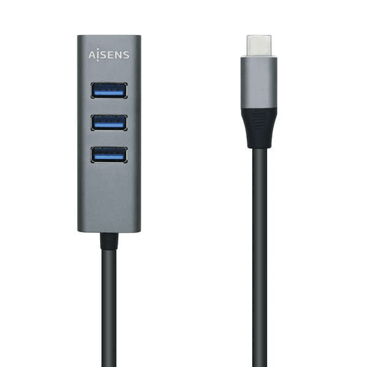 Aisens Hub USB 3.1 USB-C - USB-C Macho a 4xTipo A Hembra - 10cm - Color Gris 1