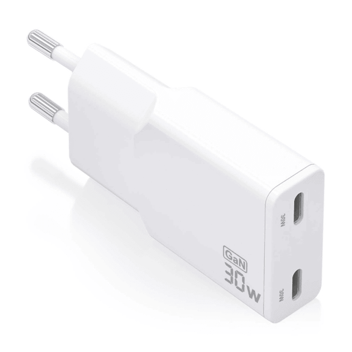 Aisens Cargador GaN Ultra Delgado 30W - 2xUSB-C PD3.0 QC4.0 - Color Blanco 1