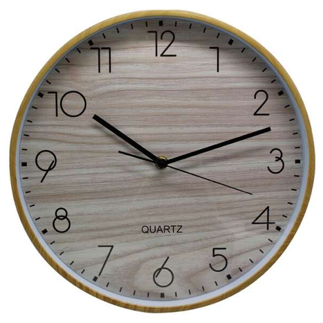 Bismark Reloj Oficina Marco Efecto Madera - Marco Plastico - Lente de Cristal - Manecillas de Aluminio - Esfera de PVC - Color Marrón 1