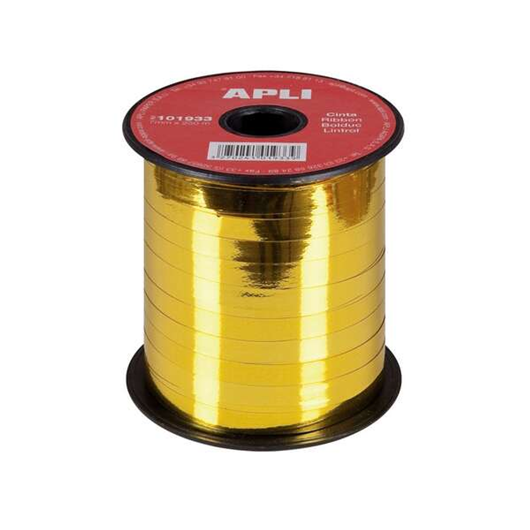 Apli Rollo de Cinta para Envolver Regalos de 7mmx250m - Acabado Brillante - Color Oro 1