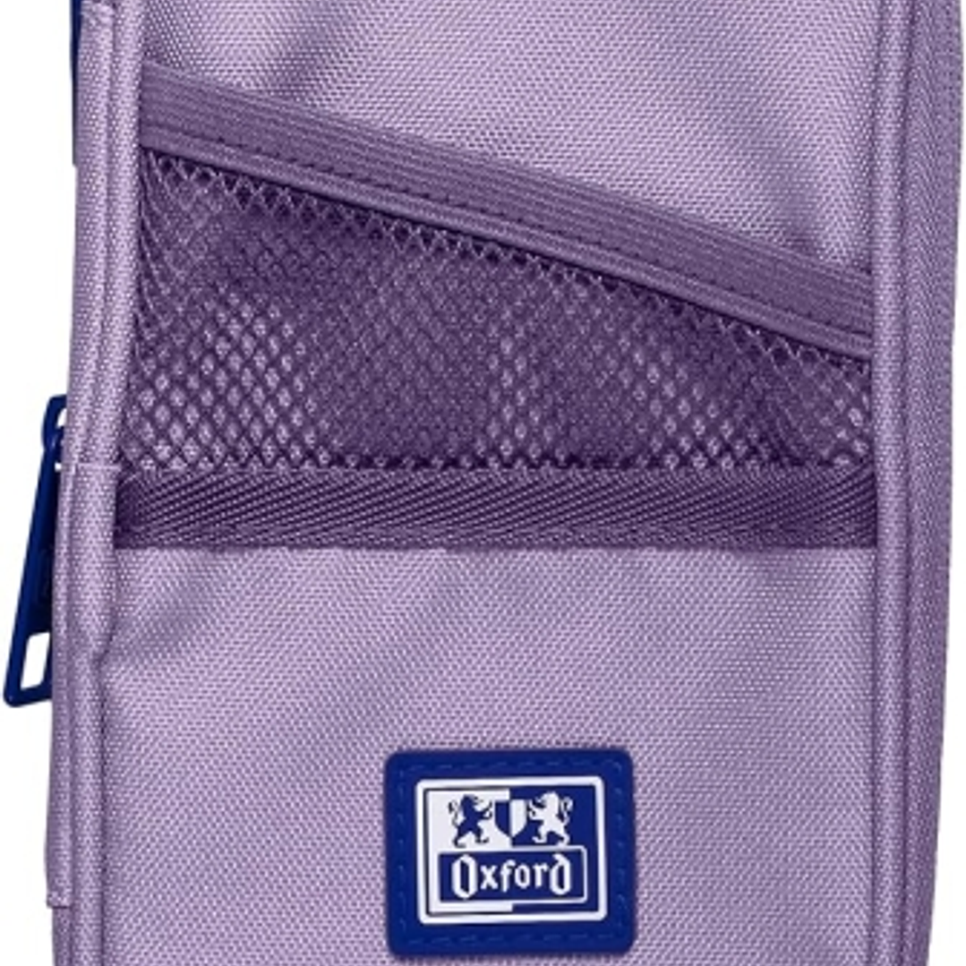 Oxford B-Max Estuche Portatodo Expandible - 1 Compartimento de Gran Capacidad - 2 Bolsillos Exteriores - Fabricado en Material Reciclado - Color Lavan 1