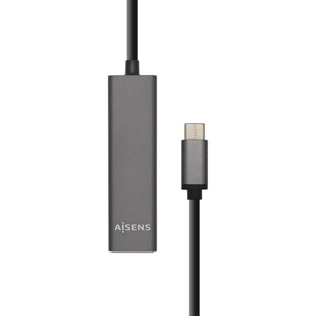 Aisens HUB USB 3.1 USB-C - USB-C Macho a 4xTipo A Hembra - 15cm - Color Gris 1