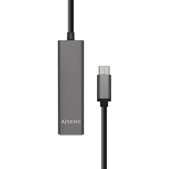 Aisens HUB USB 3.1 USB-C - USB-C Macho a 4xTipo A Hembra - 15cm - Color Gris 1