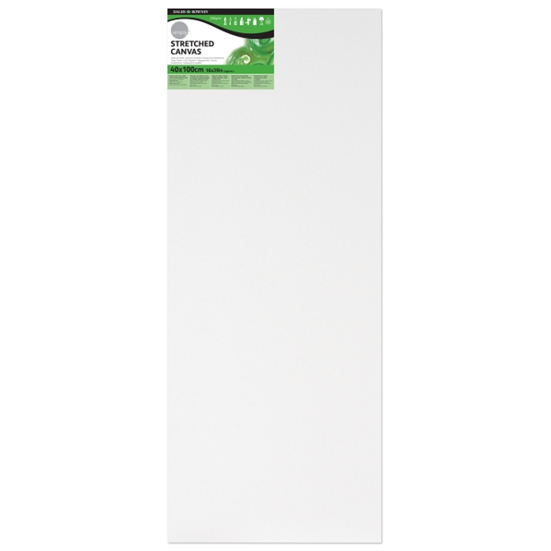 Daler Rowney Simply Bastidor Entelado - 40x100cm - Imprimacion Triple - Grano Medio - 100% Algodon sin Acido - 250g - Color Blanco 1