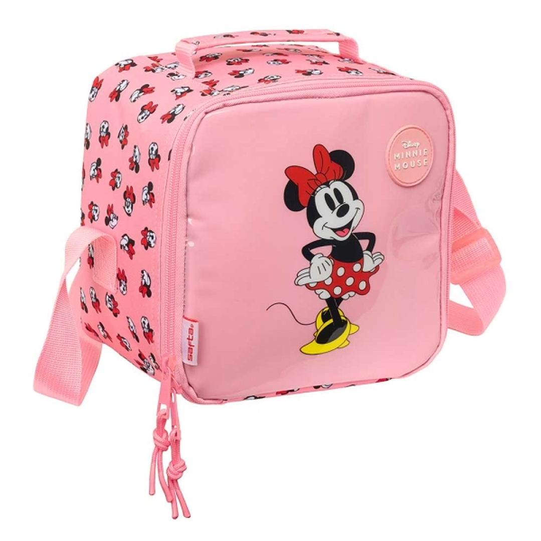 Safta Minnie Mouse Beach Bolsa Isotermica Porta Alimentos 4.4L - Cremallera - Bandolera Ajustable - Repelente al Agua - Asa Superior - 200x150x200mm - 1