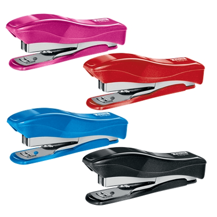 Petrus 200 Liliput WOW Grapadora + 1 Caja de 1.000 Grapas 23/6 - Hasta 12 Hojas - Grapas 23/6 - Grapado Cerrado y Clavado - Colores Surtidos 1