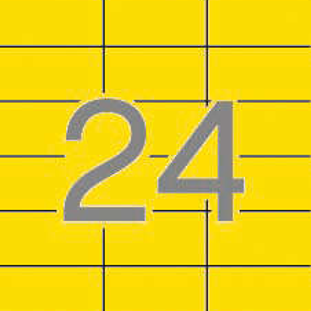 Apli Pack de 480 Etiquetas Rectangulares 70x37mm - 20 Hojas por 24 Etiquetas - Adhesivo Permanente - Cantos Rectos - Color Amarillo 1
