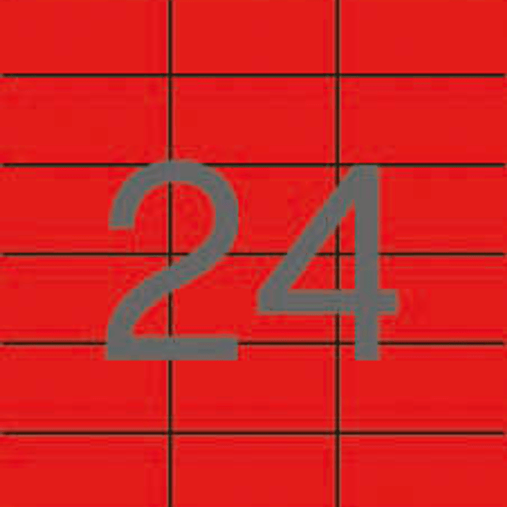 Apli Pack de 480 Etiquetas Rectangulares 70x37mm - 20 Hojas por 24 Etiquetas - Adhesivo Permanente - Cantos Rectos - Color Rojo 1