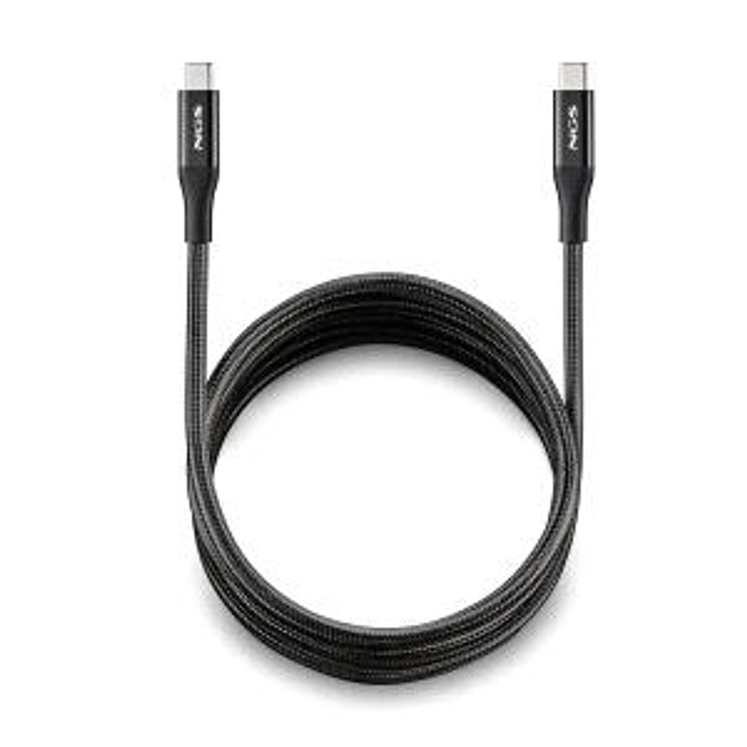 NGS Cable 2.0 USB-C Macho a USB-C Macho - Carga Ultrarapida hasta 240W - Longitud 2m - Color Negro 1