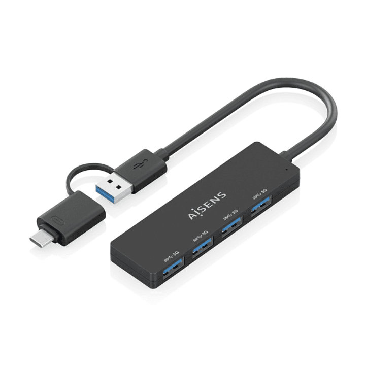 Aisens Hub USB 3.1 USB-A/USB-C - 4xUSB-A - 15cm - Color Negro 1