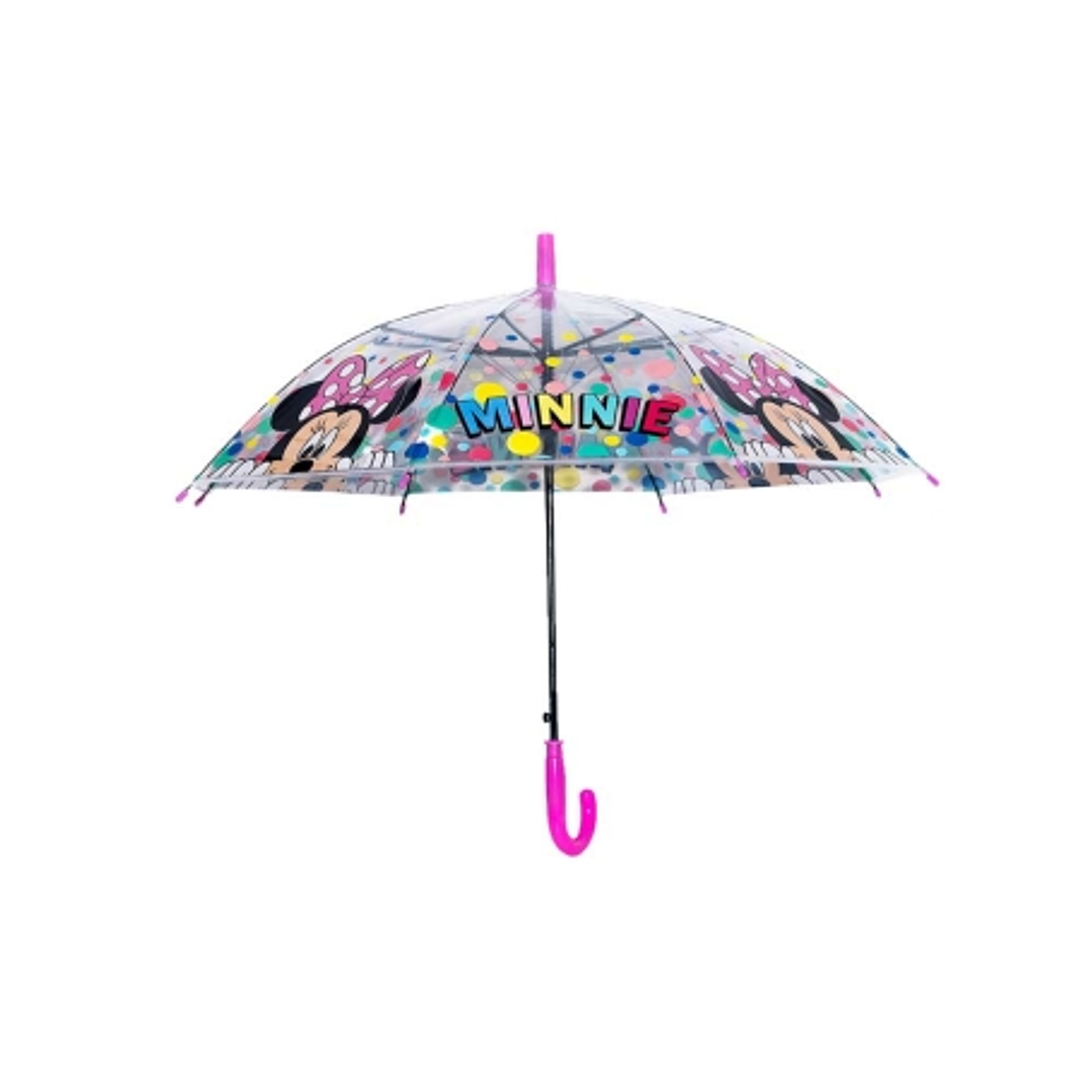 Safta Minnie Mouse Minty Paraguas Automatico de 76cm - 8 Paneles - Asa y Punta de PVC - POE Transparente - Nervios de Acero de 8mm - Color Transparent 1