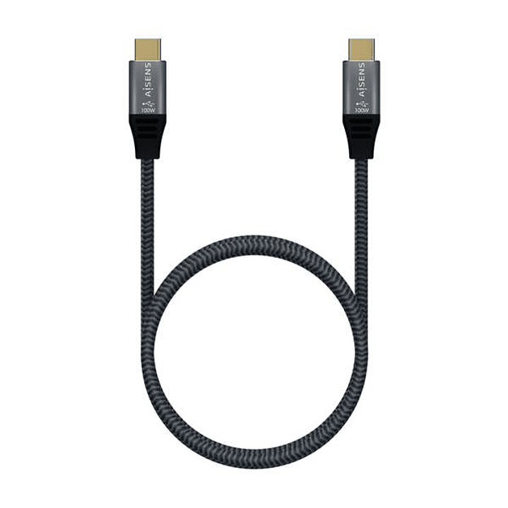Aisens Cable USB 3.2 Gen2x2 Aluminio 20Gbps 8K@30Hz 5A 100W E-Mark, Tipo USB-C/M-USB-C/M - 1.0m - Color Gris 1