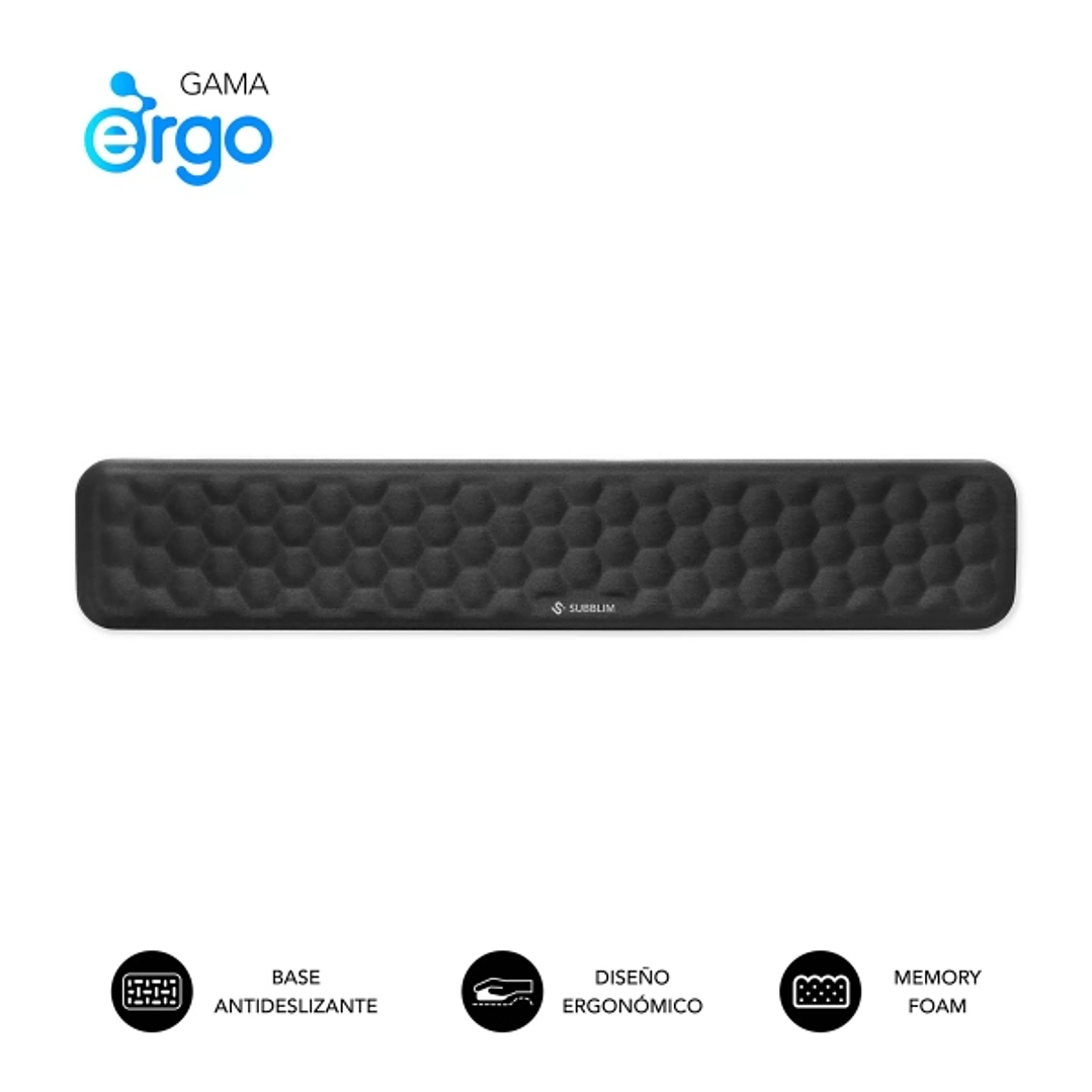 Subblim Ergo Airpadding Reposamuñecas para Teclado - Espuma Viscoelastica 65D - Tejido AirMesh Transpirable - Base Antideslizante - Color Negro 1