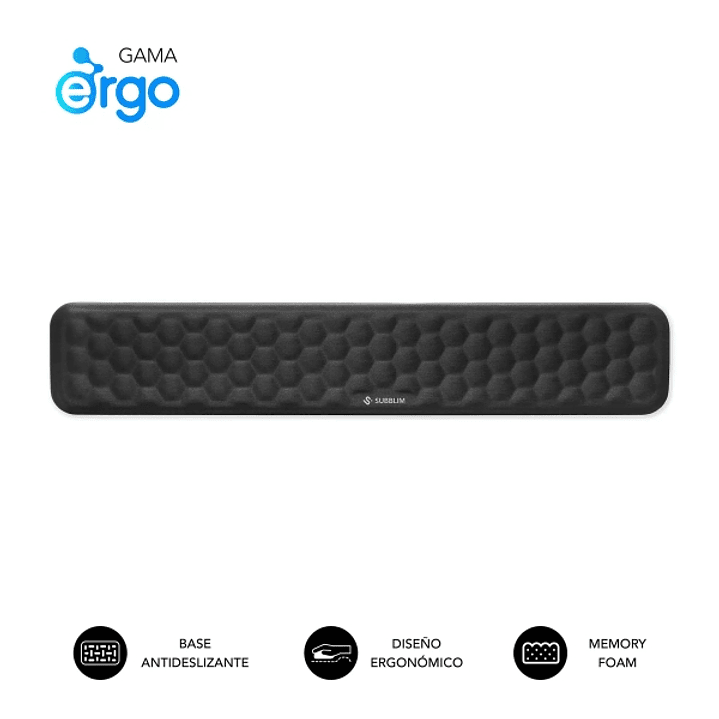 Subblim Ergo Airpadding Reposamuñecas para Teclado - Espuma Viscoelastica 65D - Tejido AirMesh Transpirable - Base Antideslizante - Color Negro 1