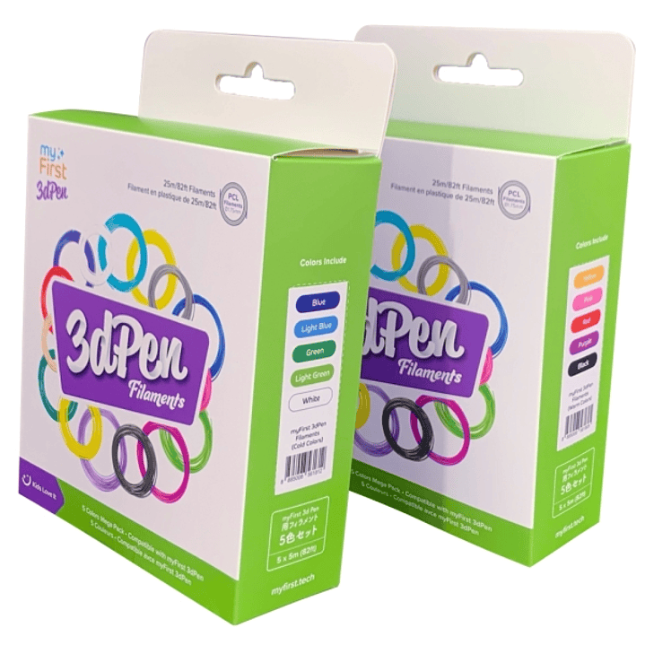 MyFirst Filament Refill - Pack 5 Recambios Filamentos para 3D PEN Make - Colores Calidos, Amarillo, Rosa, Rojo, Purpura y Negro 1