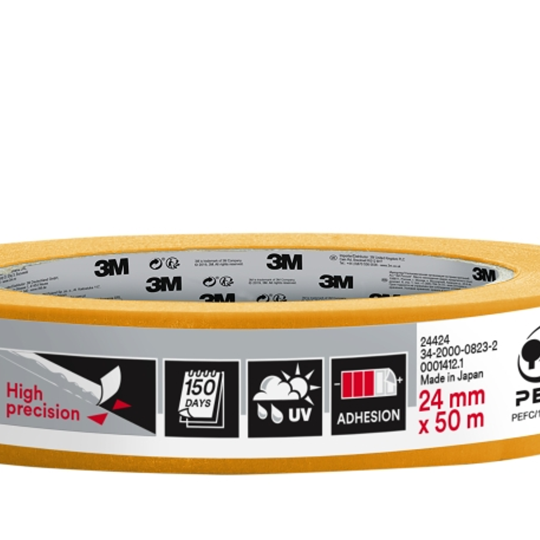 3M Cinta de Enmascarar Profesional - Multisuperficie - 24mm x 50m - 100% PEFC - Color Amarillo 1